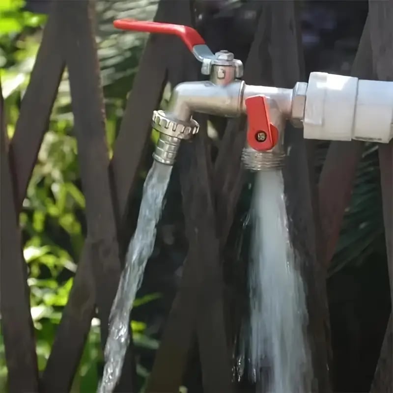KLARE: 50 % RABATT Edelstahl-Gartenwasserhahn, Doppelauslauf, unabhängige Ventile, hochbelastbar und einfach zu installieren