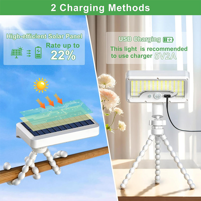De rduction Lampe capteur solaire et double recharge USB-C, amovible et portable