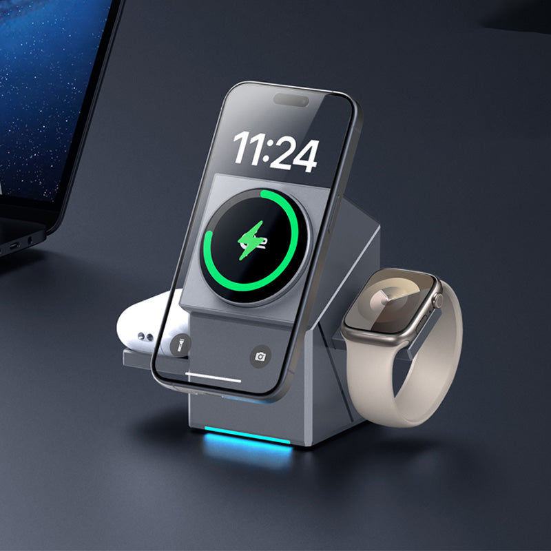 Offres spciales - Station de recharge magntique sans fil pliable 3 en 1