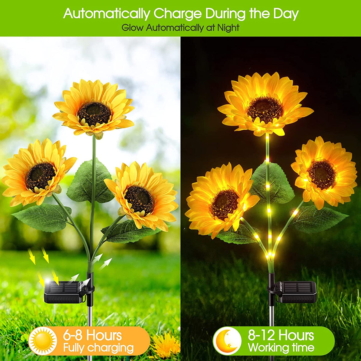 LIMITE 50% DE RDUCTION Lampe Solaire Tournesol de Jardin clairage LED, Design Raliste, 8h dAutonomie