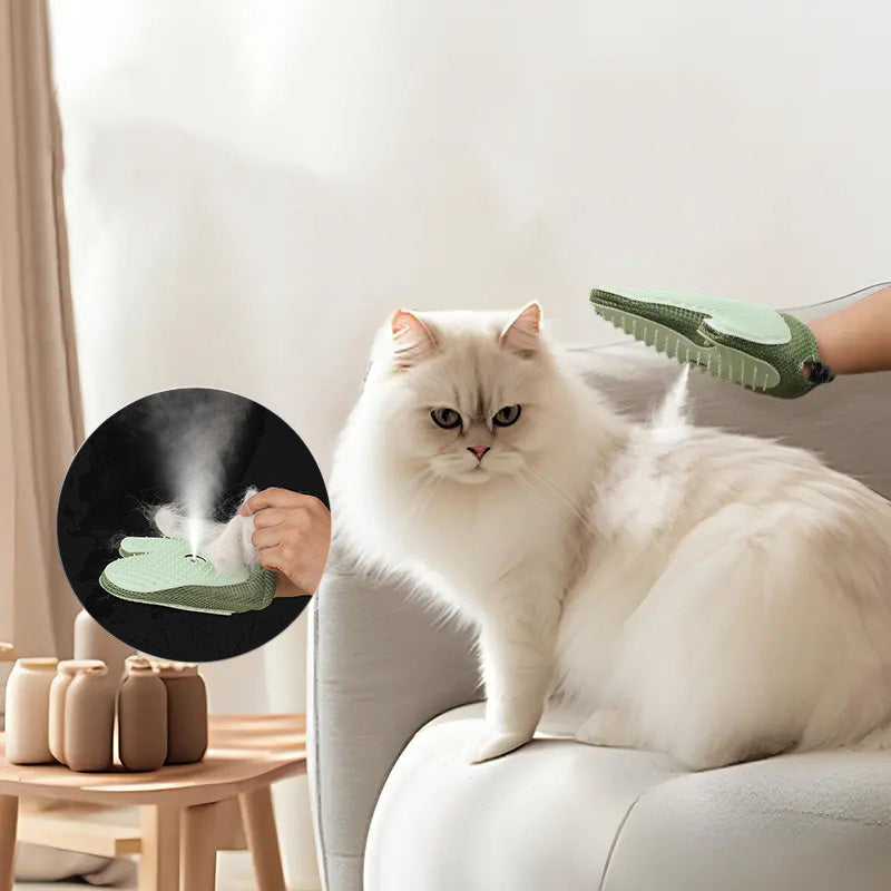 Gants de toilettage pour chiens et chats avec spray intgr