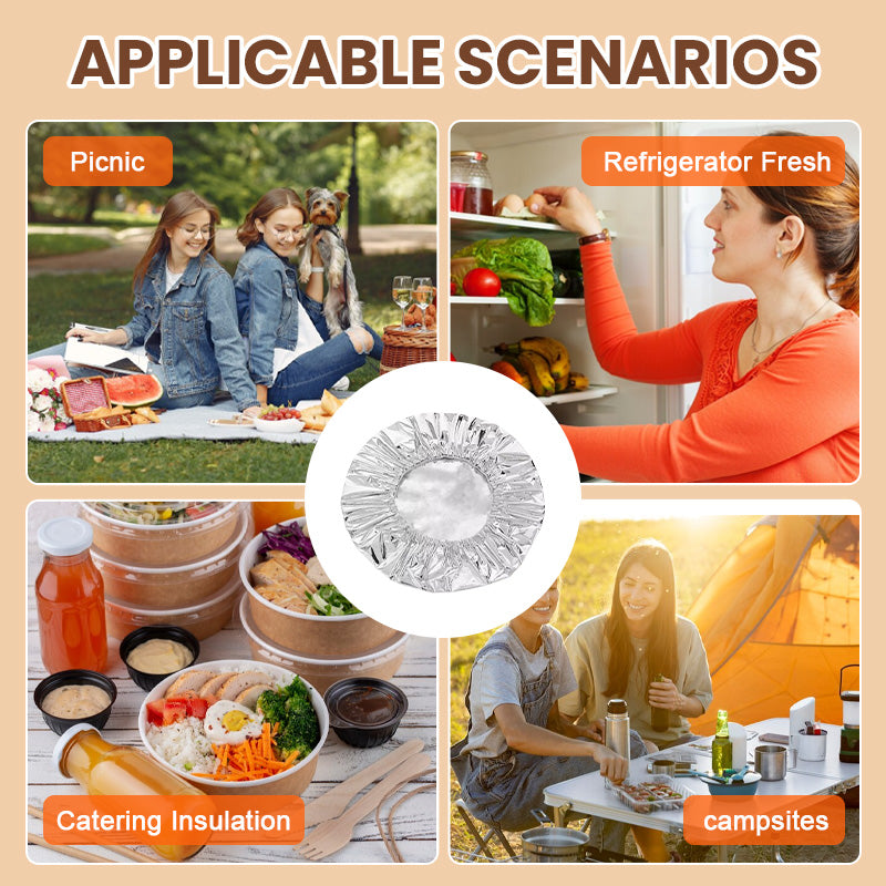 Couvercle Isolant en Feuille dAluminium Garde les Plats Chauds, Compatible Micro-ondes & Rutilisable