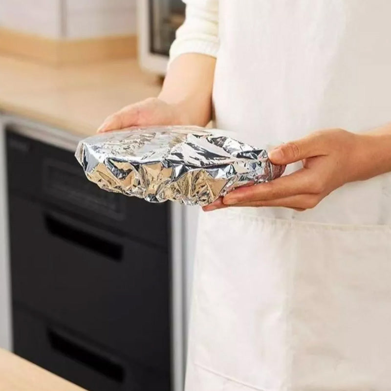 Couvercle Isolant en Feuille dAluminium Garde les Plats Chauds, Compatible Micro-ondes & Rutilisable