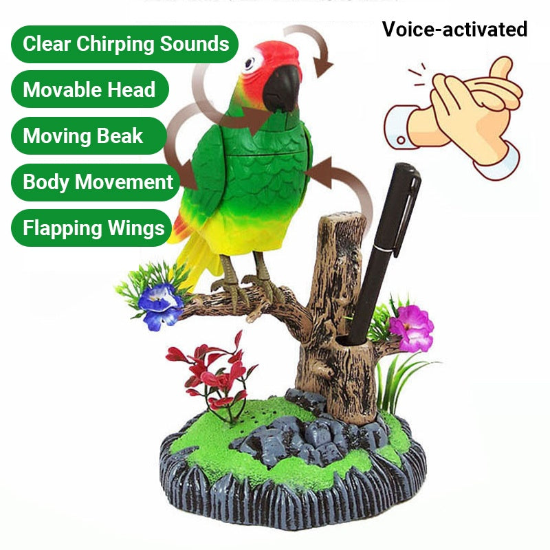 Jouet interactif en forme d'oiseau gazouillant activ par la voix