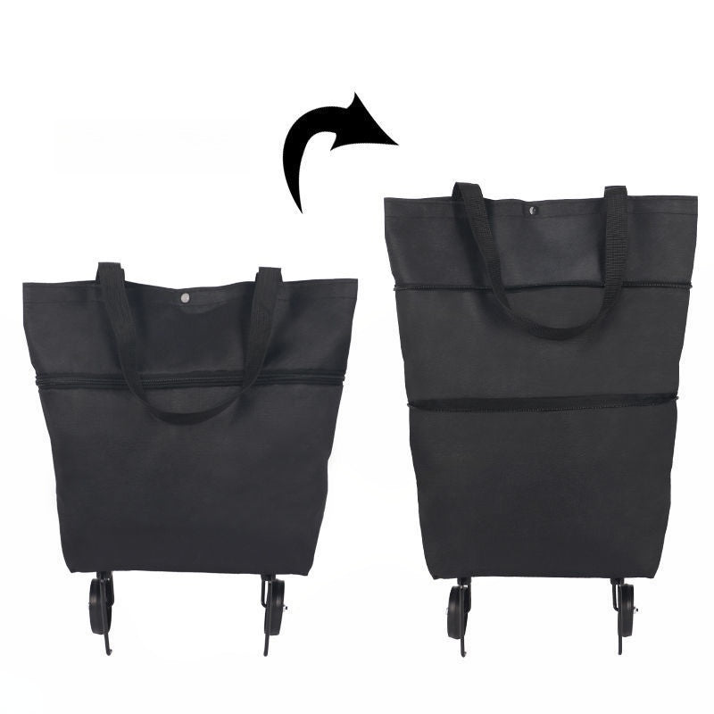 Sac de course pliable 2-en-1 roulettes Avec roues style bagage