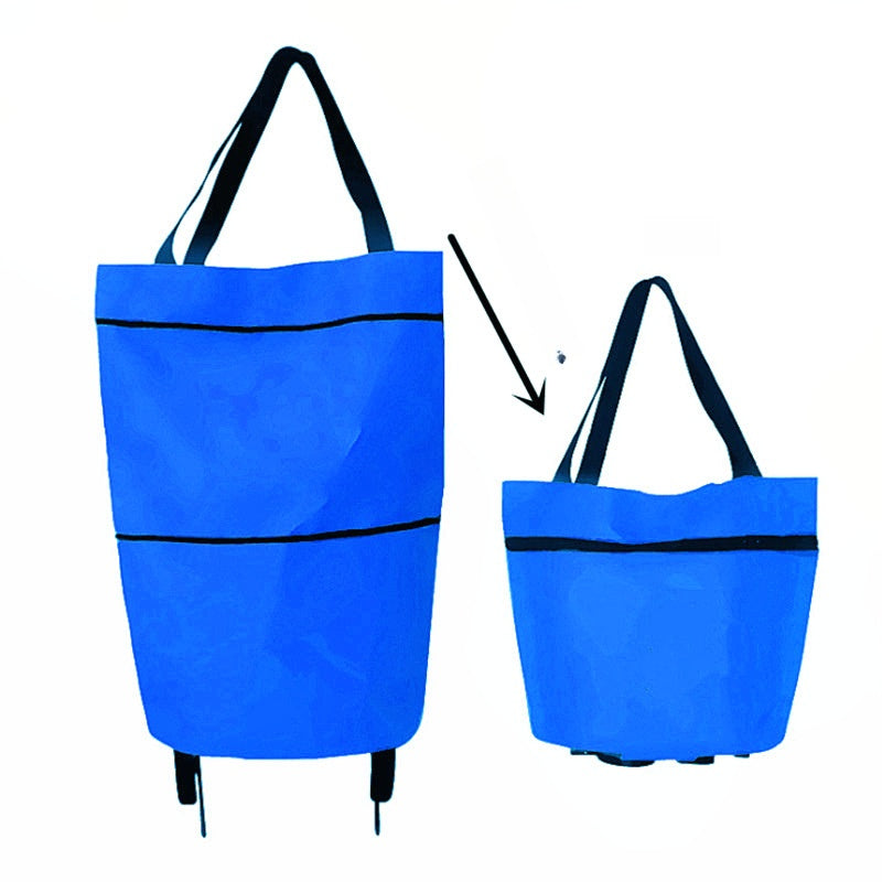 Sac de course pliable 2-en-1 roulettes Avec roues style bagage