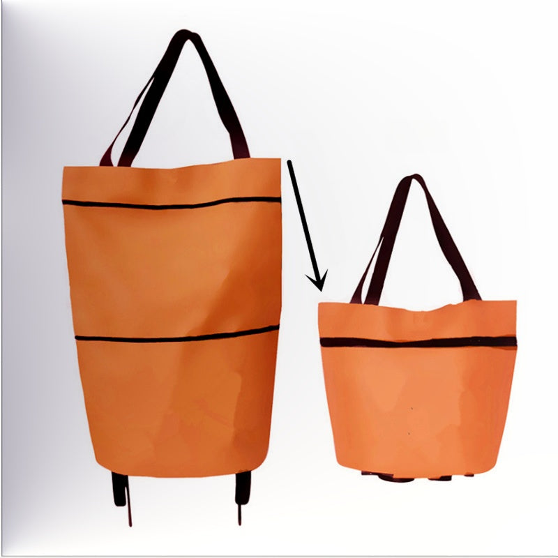 Sac de course pliable 2-en-1 roulettes Avec roues style bagage