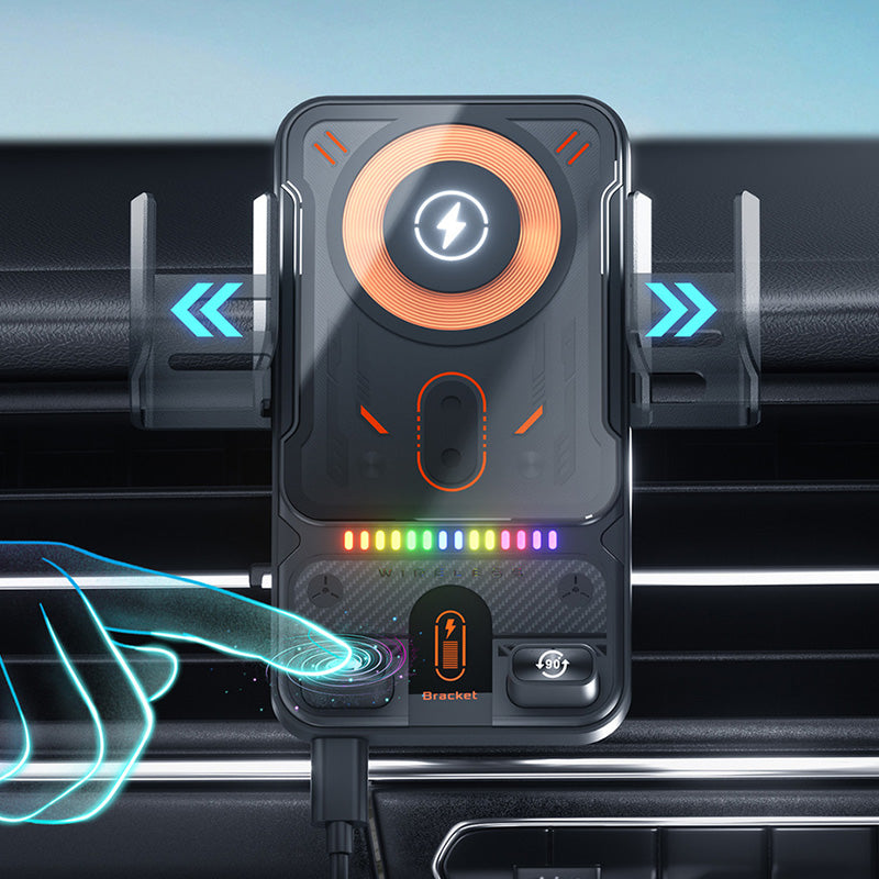 Support de tlphone de voiture intelligent 2 en 1 avec fonction pivotante et chargeur sans fil