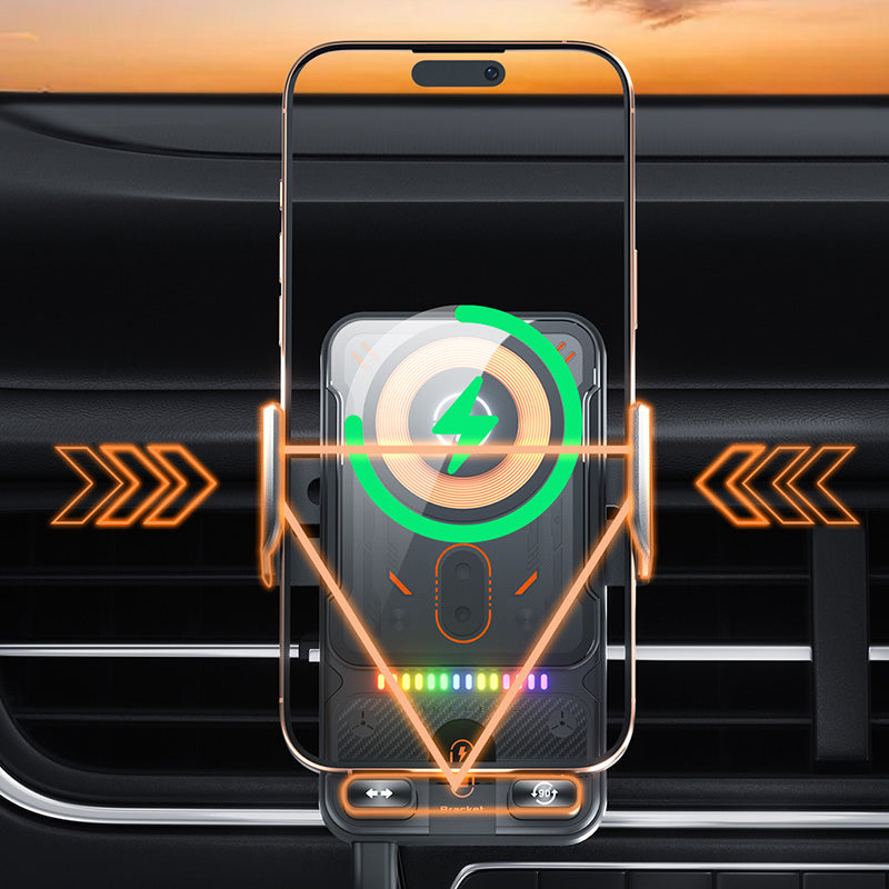 Support de tlphone de voiture intelligent 2 en 1 avec fonction pivotante et chargeur sans fil