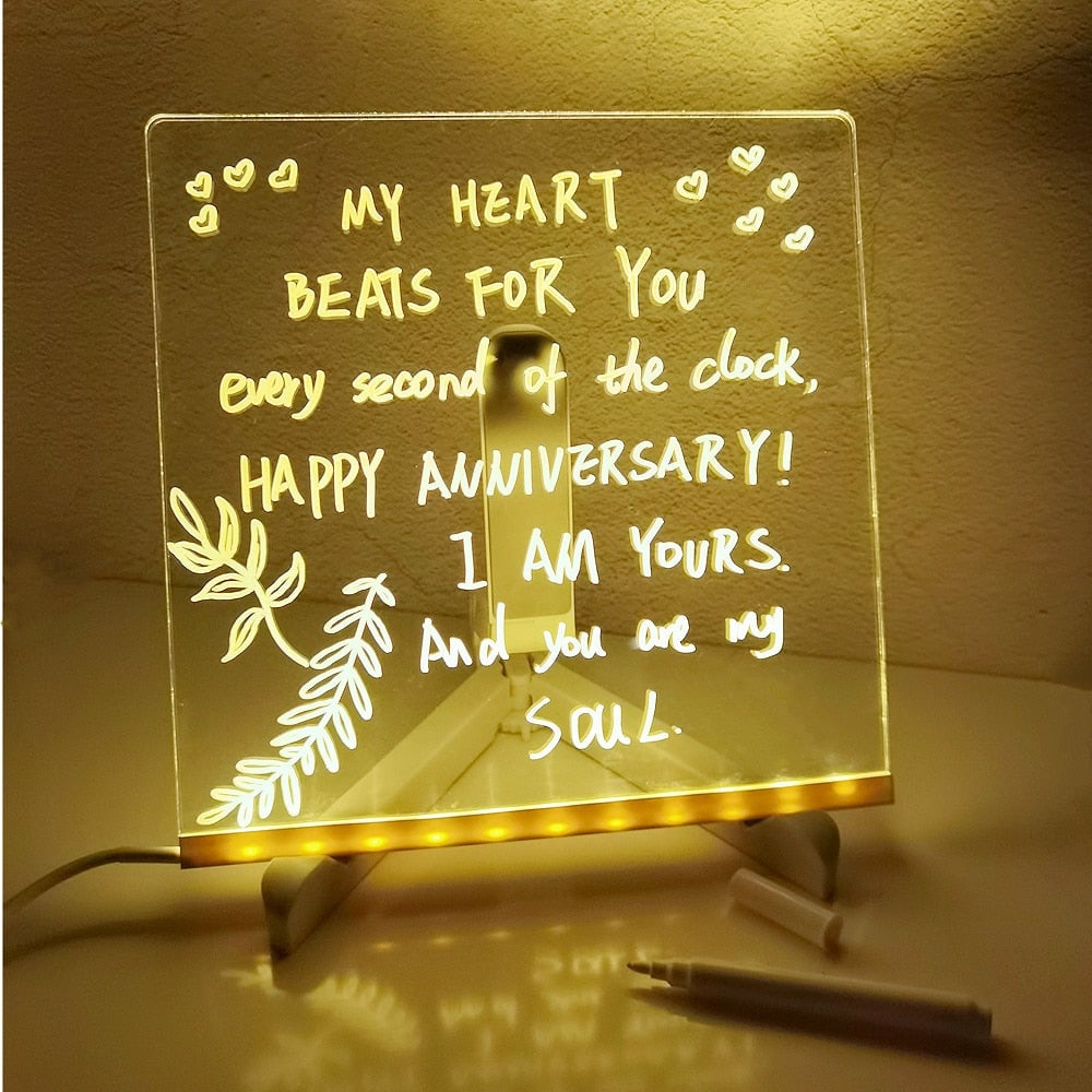 Le cadeau idal pour eux Tableau daffichage LED effa?able sec: 7 couleurs, clairage doux & support rglable