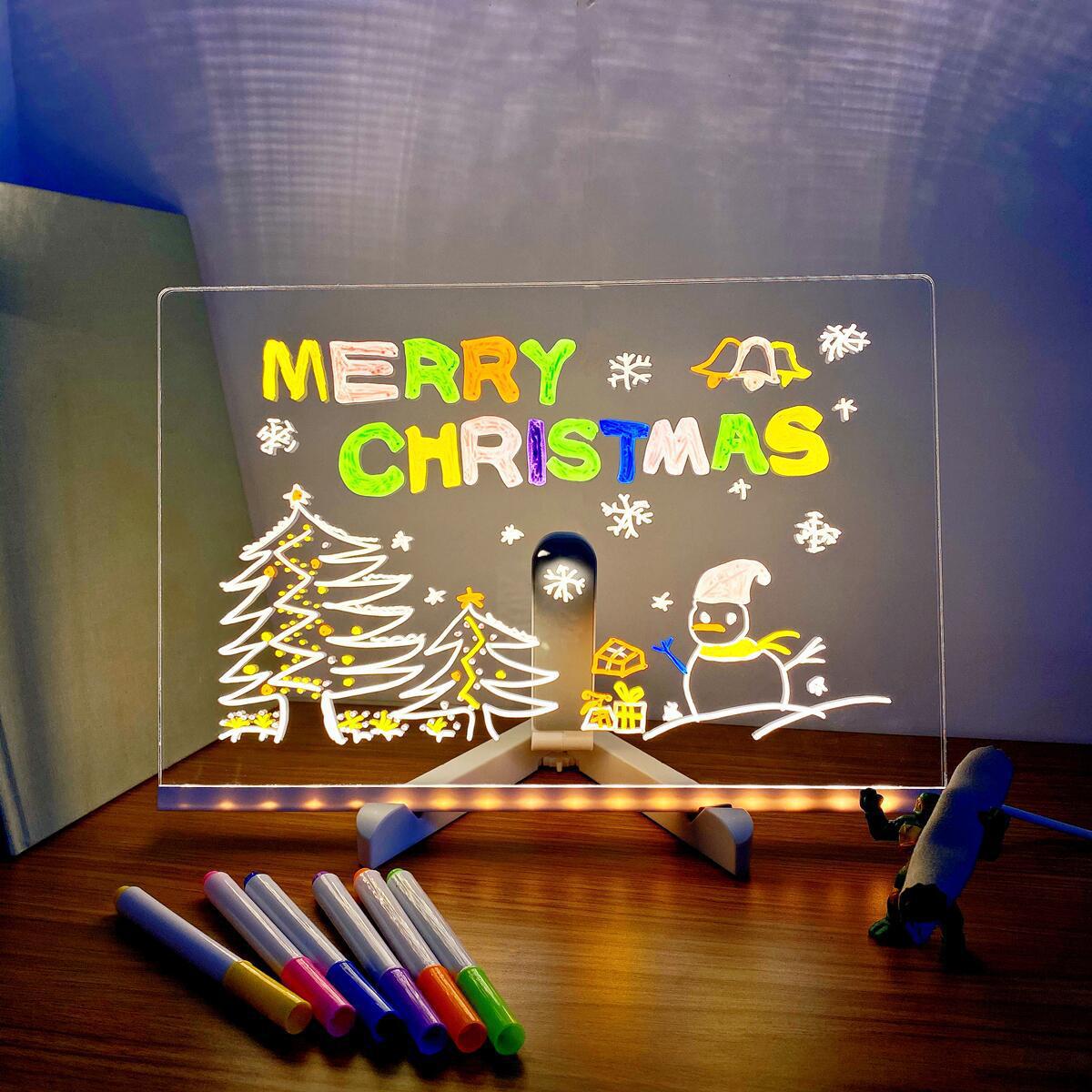 Le cadeau idal pour eux Tableau daffichage LED effa?able sec: 7 couleurs, clairage doux & support rglable