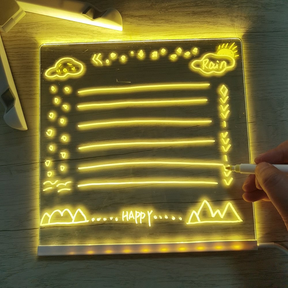 Le cadeau idal pour eux Tableau daffichage LED effa?able sec: 7 couleurs, clairage doux & support rglable