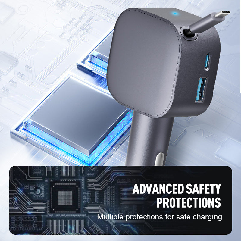 Chargeur de Voiture Compact Cable Rtractable 3 dernires heures: Grande vente