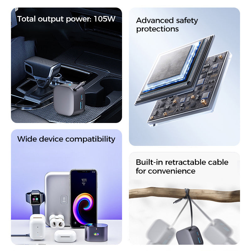 Chargeur de Voiture Compact Cable Rtractable 3 dernires heures: Grande vente