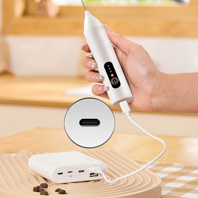 Mousseur lectrique pour Boissons 3 Vitesses, USB & 400 mAh (Vert/Blanc/Noir, 22.5 cm)