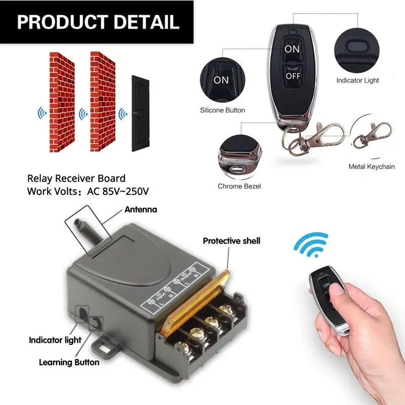 Interrupteur de commande distance sans fil et kit rcepteur, sans cablage
