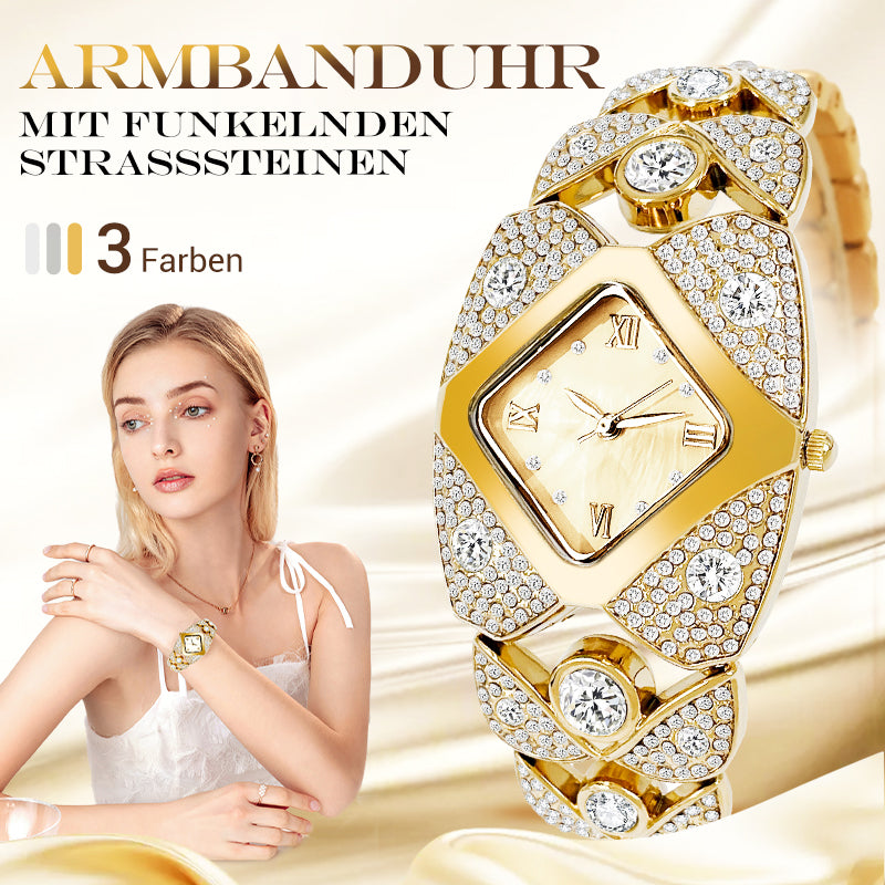 Montre-bracelet rtro quartz avec strass scintillants