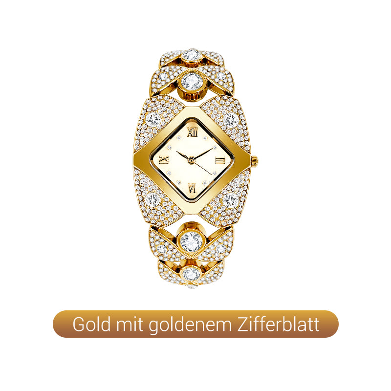 Montre-bracelet rtro quartz avec strass scintillants