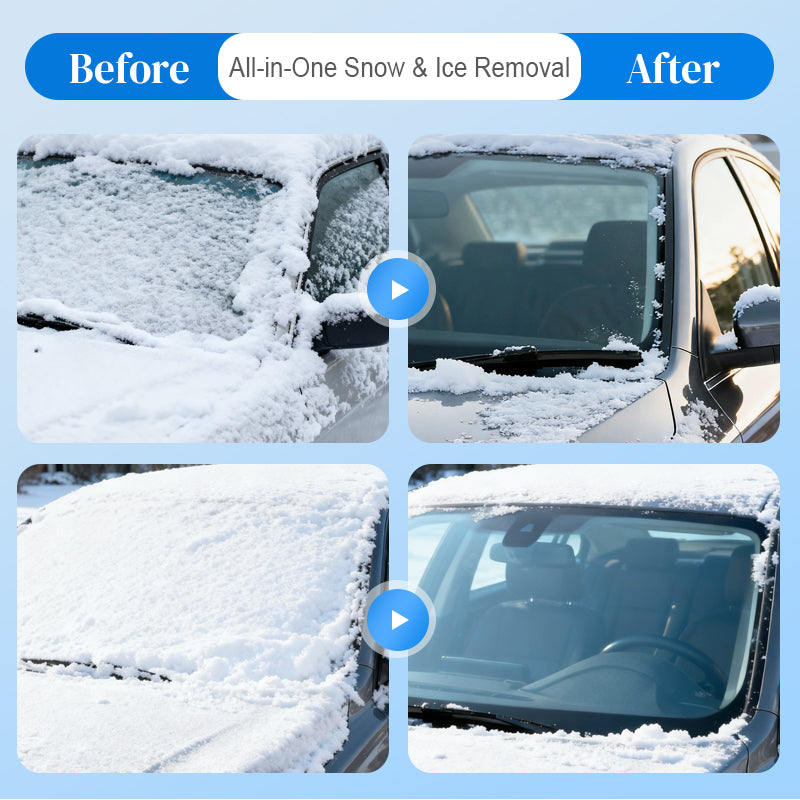 Double grattoir glace et balai neige pour voiture | Accessoire automobile hivernal pour un dneigement complet
