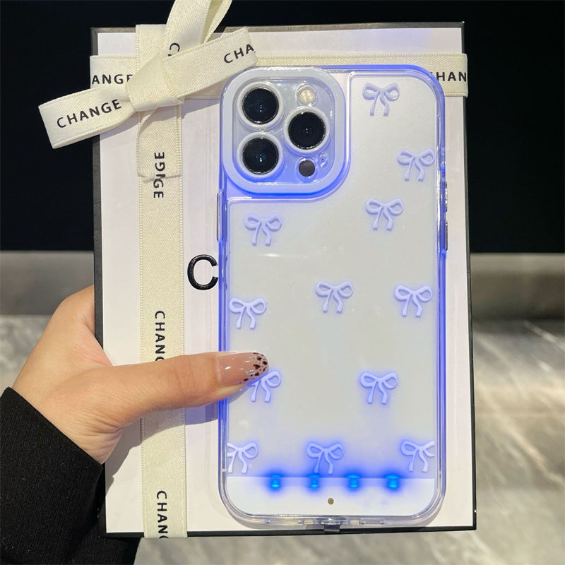 Coque de tlphone LED best-seller: notifications dappel lumineuses, antichoc, design n?ud papillon, dcoupes prcises, TPU souple, pour iPhone