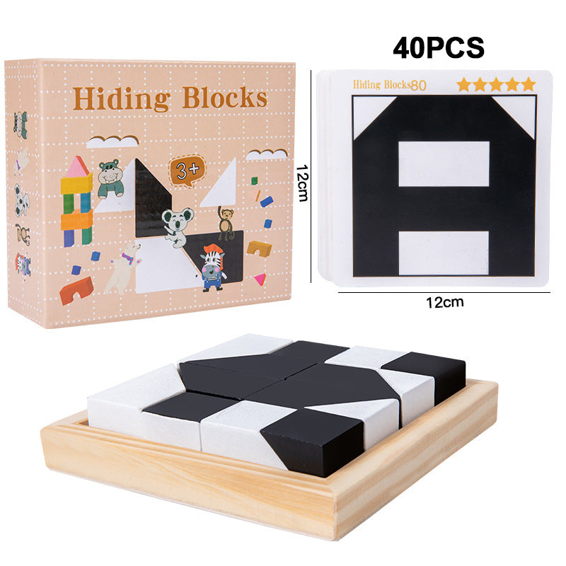 Puzzle de blocs de construction cachs-Jouets pour dvelopper la capacit d'imagination spatiale des enfants-Jeu de socit interactif parent-enfant