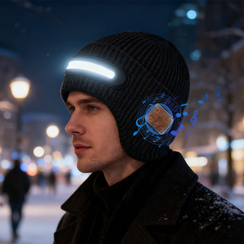 Wiederaufladbare Bluetooth-Mütze mit integrierter Lampe