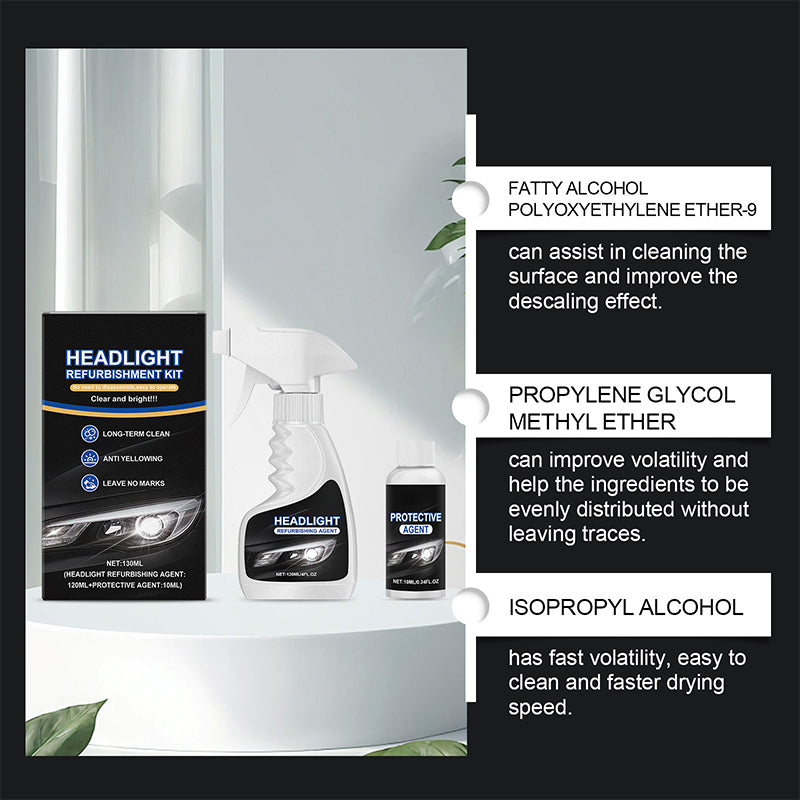 Liquide de rnovation pour phares de voiture, revtement cristallin amlior qui rduit le flou
