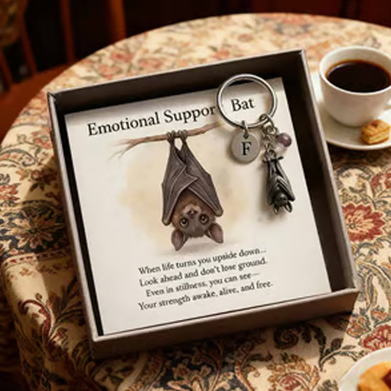 Porte-cls chauve-souris offrant un soutien motionnel et une carte avec un message, ·Ú