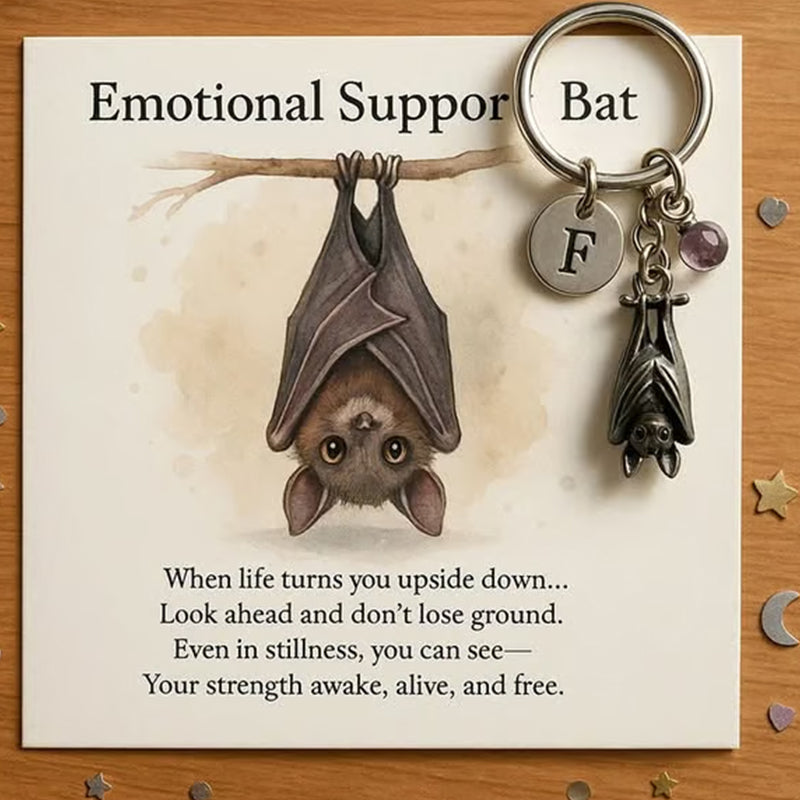 Porte-cls chauve-souris offrant un soutien motionnel et une carte avec un message, ·Ú