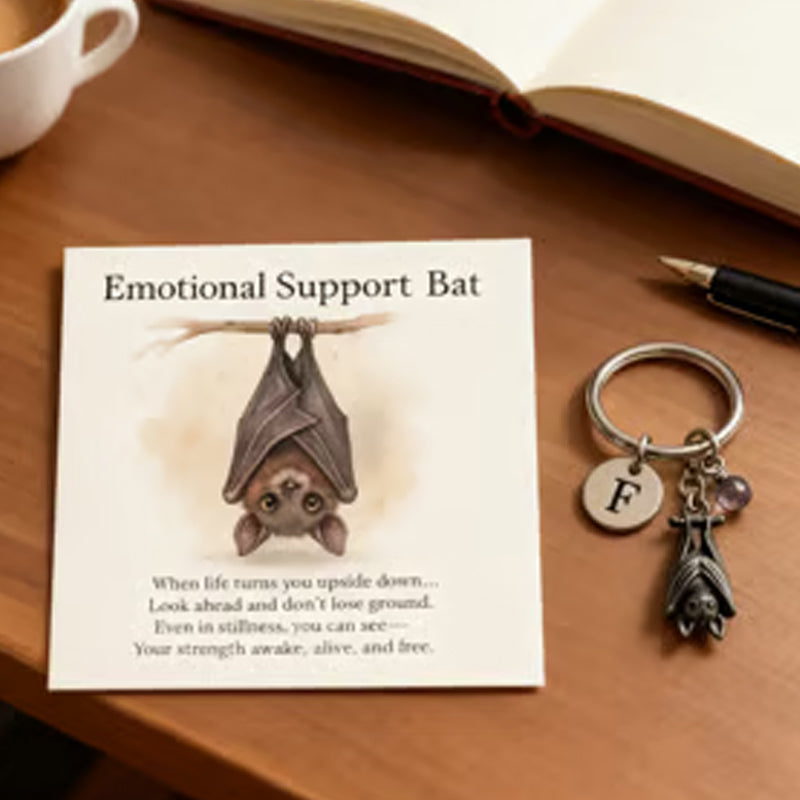 Porte-cls chauve-souris offrant un soutien motionnel et une carte avec un message, ·Ú