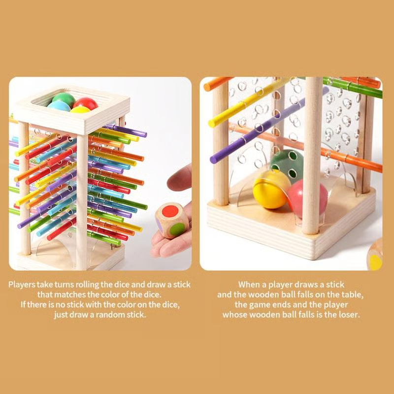 Jeu de quilles en bois avec boules pour enfants