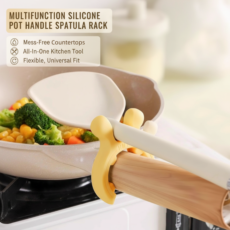 Support multifonction en silicone pour poignes de casseroles et spatules