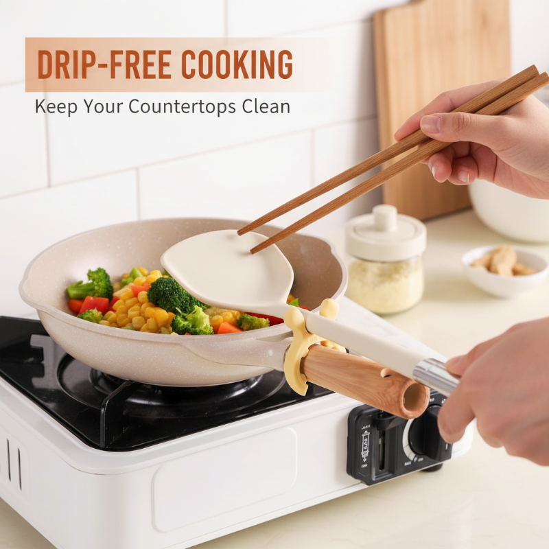 Support multifonction en silicone pour poignes de casseroles et spatules