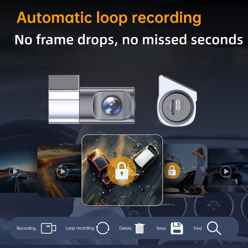 Camra de tableau de bord 1080P HD avec Wi-Fi et vision nocturne