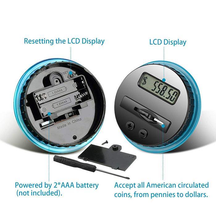 DE RDUCTION Digitale Spardose ABS Elektronischer Zähler & LCD-Bildschirm für Kinder & Erwachsene