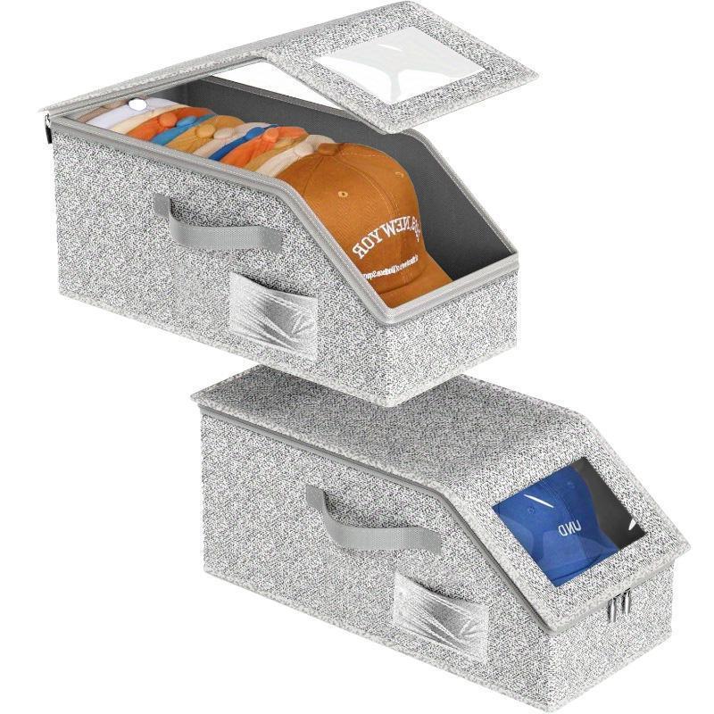RABATT Stapelbare Boxen für Caps, transparent, modular & platzsparend