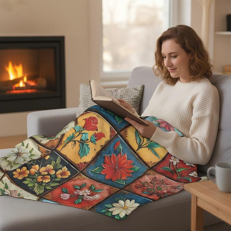 Couverture florale douillette et douce