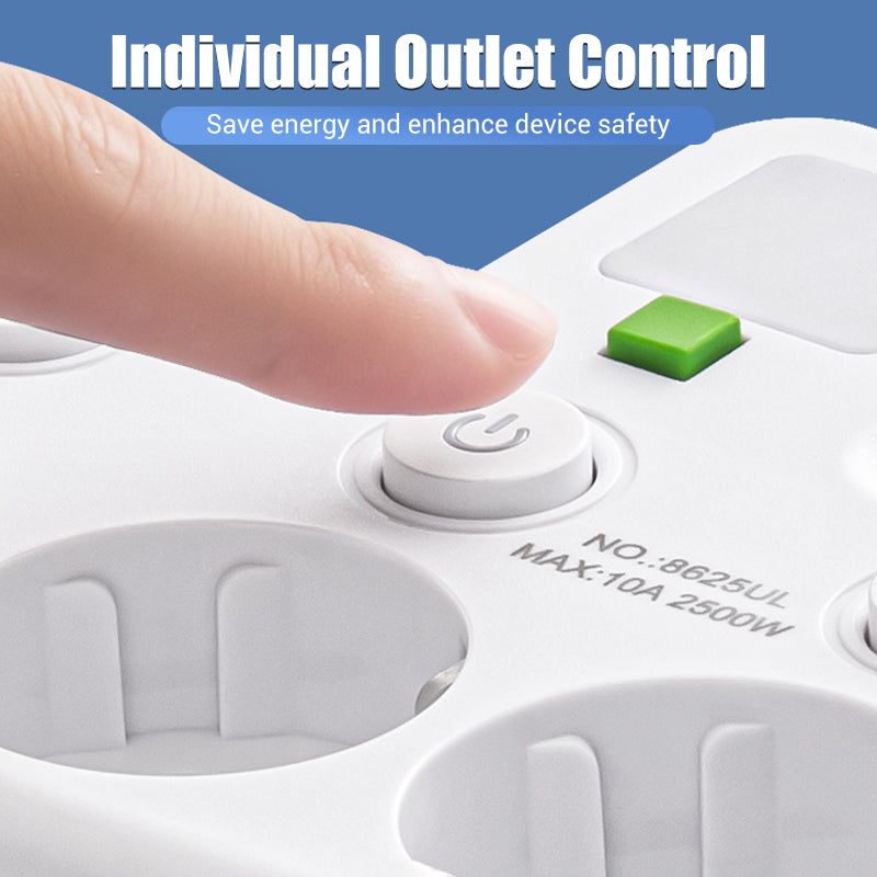 Adaptateur secteur EU avec 4 prises, prise murale multiport avec interrupteur indpendant et petit adaptateur pour veilleuse