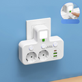 Adaptateur secteur EU avec 4 prises, prise murale multiport avec interrupteur indpendant et petit adaptateur pour veilleuse