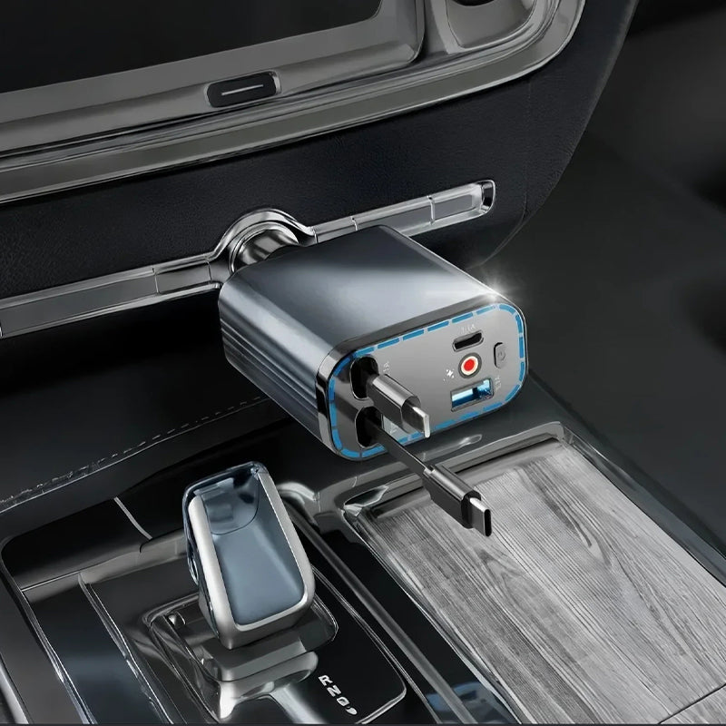 Chargeur de voiture ultra-rapide avec cables rtractables et ambiance lumineuse toile