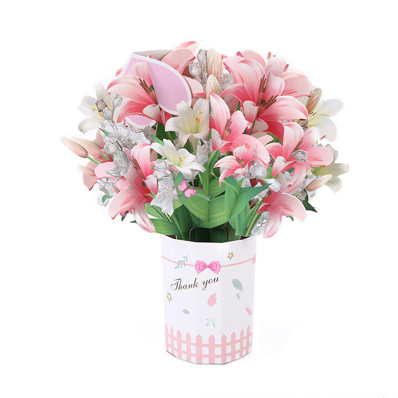 Carte de v?ux avec bouquet en relief 3D