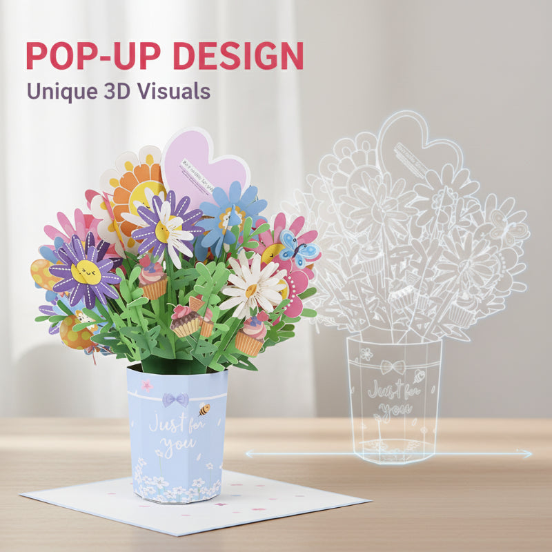 Carte de v?ux avec bouquet en relief 3D