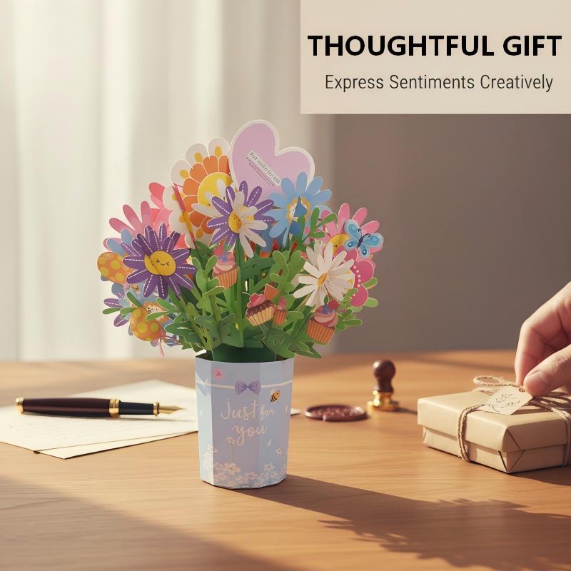 Carte de v?ux avec bouquet en relief 3D