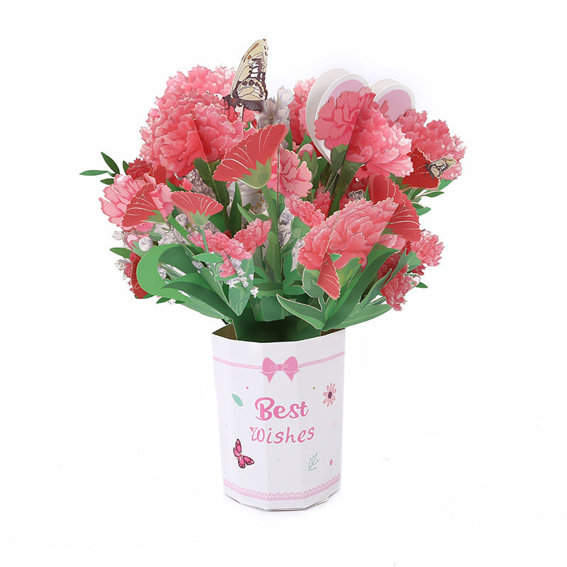 Carte de v?ux avec bouquet en relief 3D