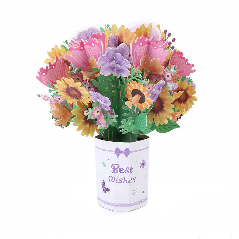 Carte de v?ux avec bouquet en relief 3D