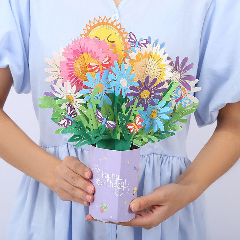 Carte de v?ux avec bouquet en relief 3D
