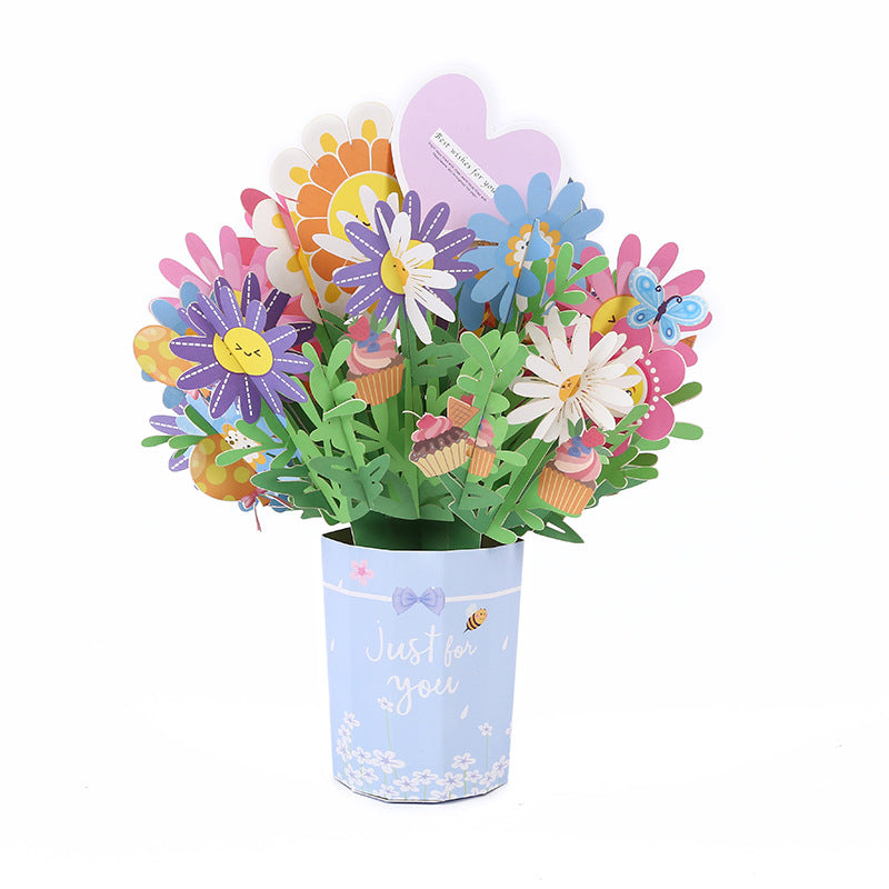 Carte de v?ux avec bouquet en relief 3D
