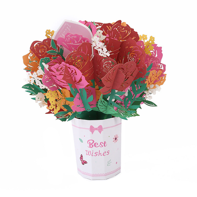 Carte de v?ux avec bouquet en relief 3D
