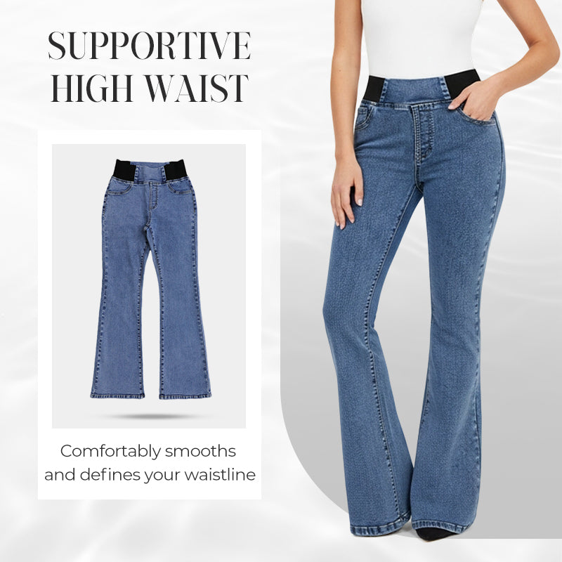 DE REDUZIERUNG Jeans mit hoher Taille für Damen, Stretch-Denim, verlängerte Silhouette & absoluter Komfort