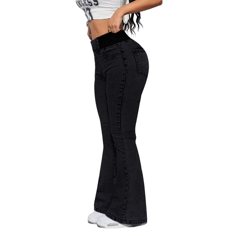 DE RDUCTION Jean vas Taille Haute pour Femme Denim Stretch, Silhouette Allonge & Confort Absolu